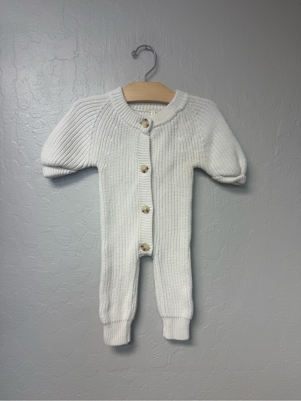 $42 ADD ON oat sweater romper white button down‎ 0-6M janie and jack zara